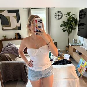 Motherhood White Strapless Crop Top